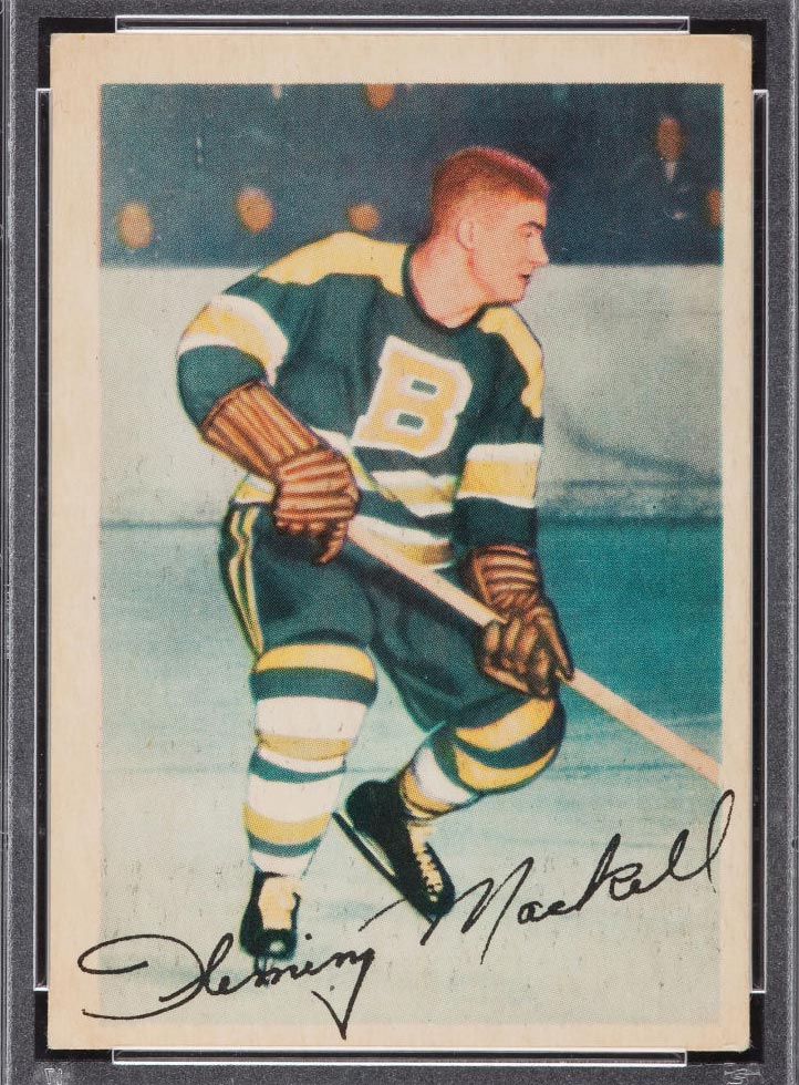 1953-1954 Parkhurst #91 Fleming Mackell (With Bio) Boston Bruins - Front