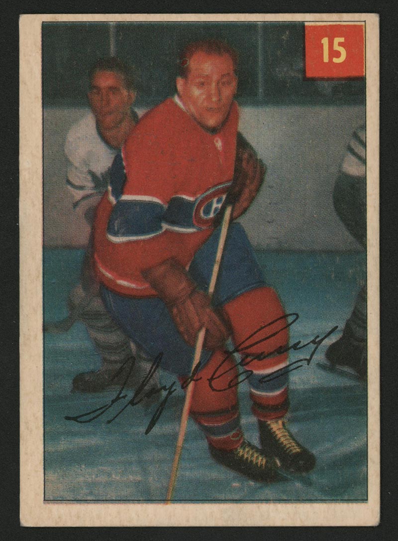 1954-1955 Parkhurst #15 Floyd “Busher” Curry Montreal Canadiens - Front