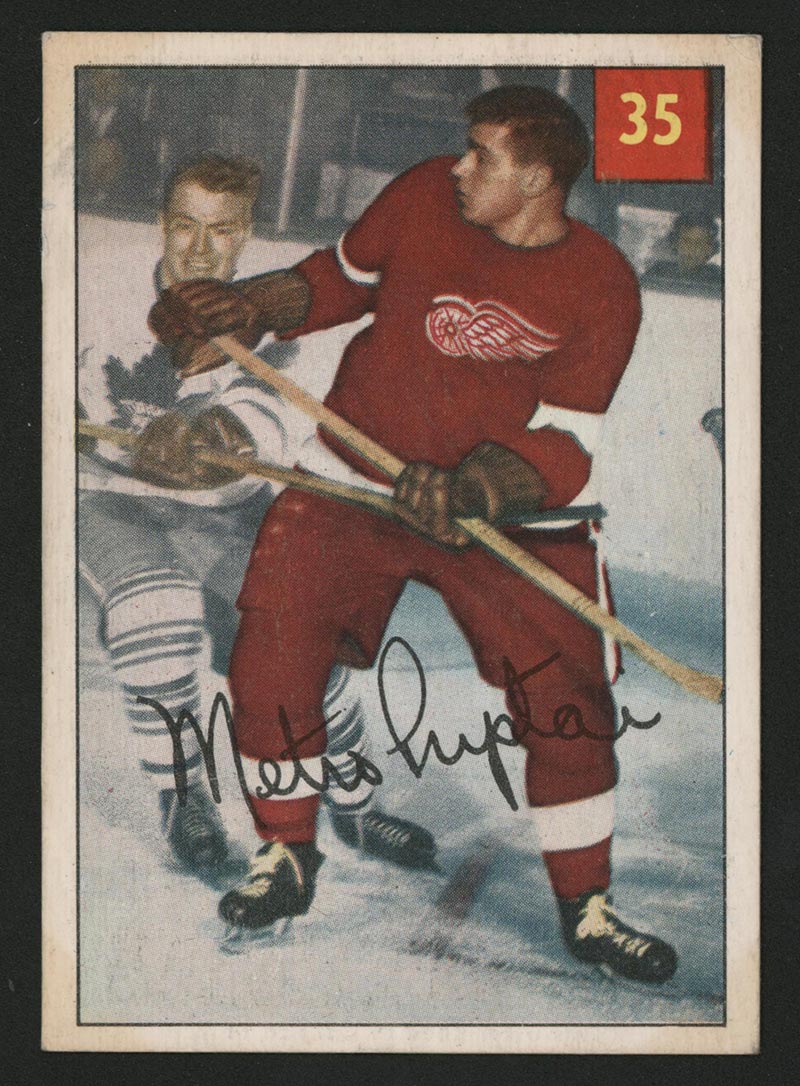 1954-1955 Parkhurst #35 Metro Prystai (Lucky Premium) Detroit Redwings - Front