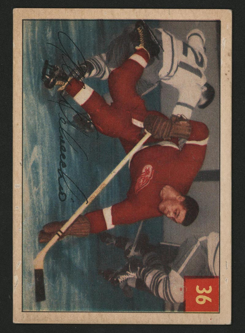 1954-1955 Parkhurst #36 Alex Delvecchio Detroit Redwings - Front