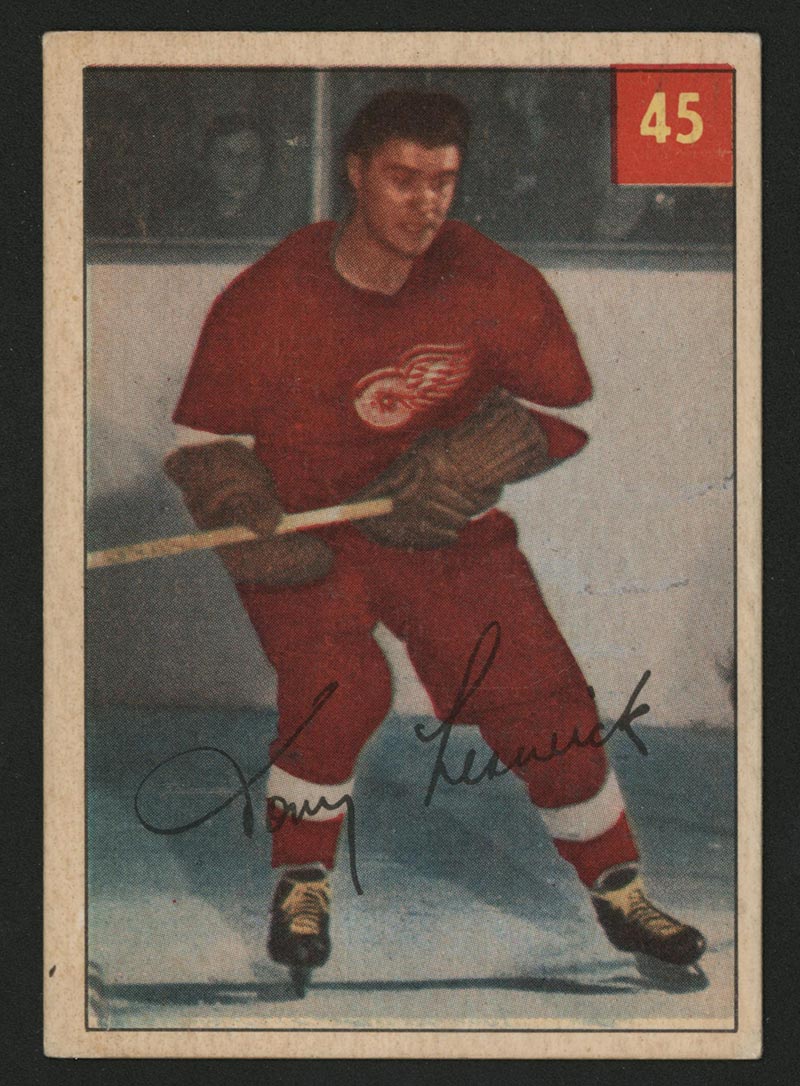 1954-1955 Parkhurst #45 Tony Leswick Detroit Redwings - Front