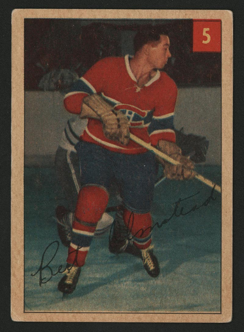 1954-1955 Parkhurst #5 Bert Olmstead (Lucky Premium) Montreal Canadiens - Front