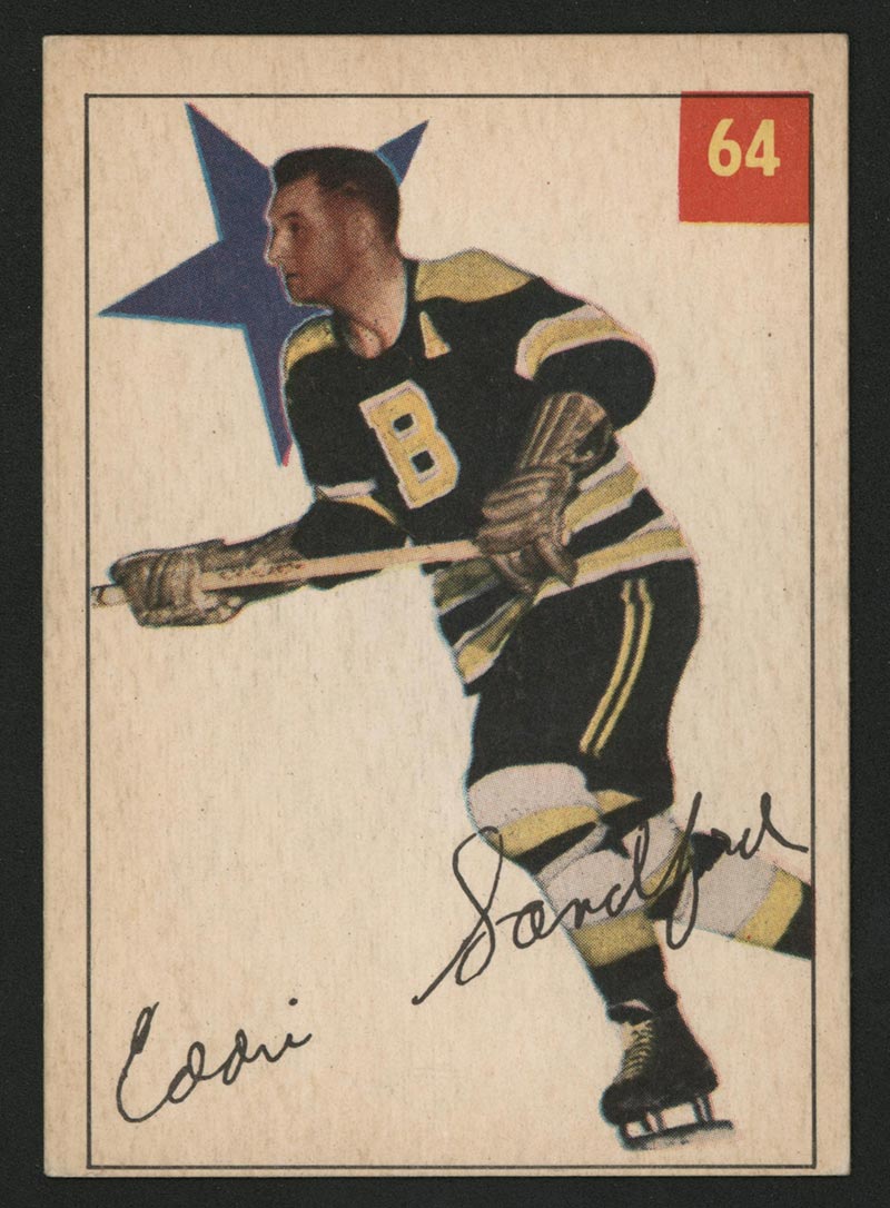 1954-1955 Parkhurst #64 Ed Sandford Boston Bruins - Front