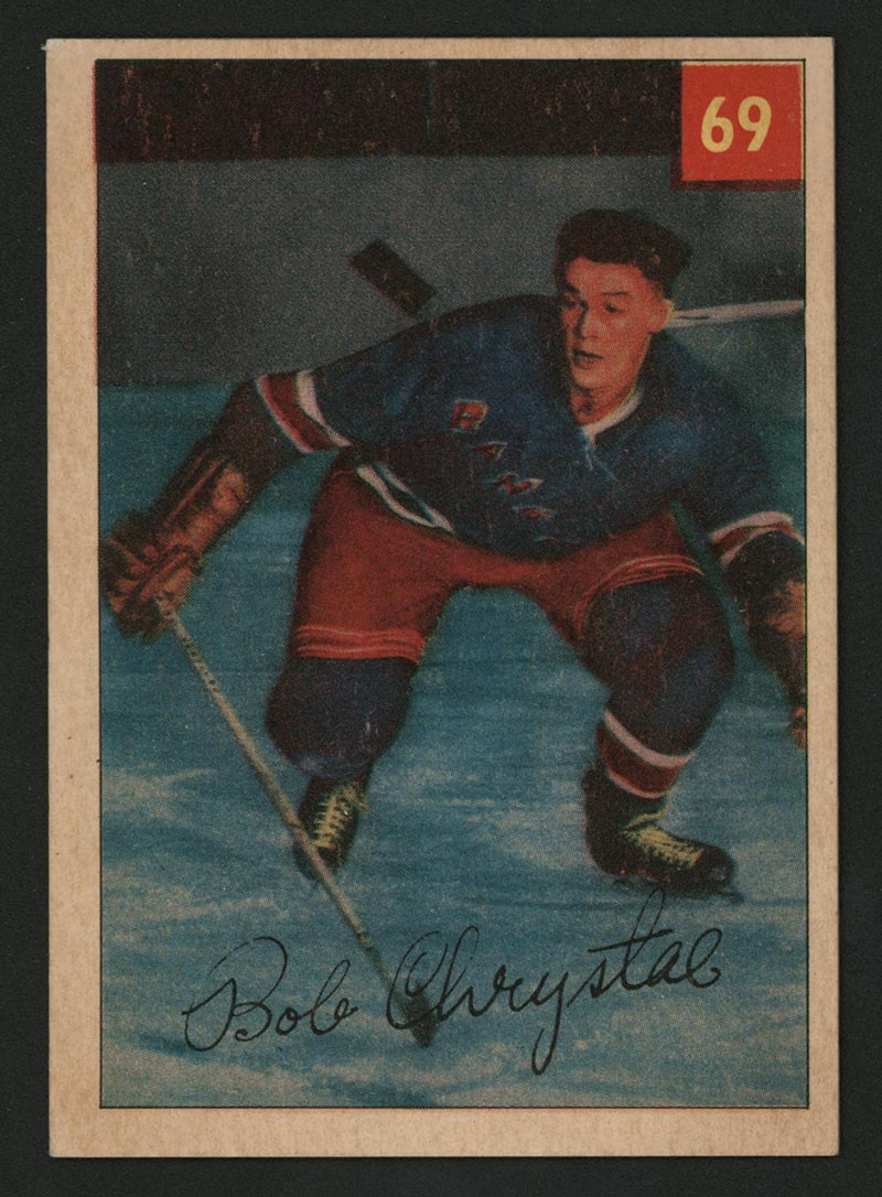 1954-1955 Parkhurst #69 Bob Chrystal New York Rangers - Front