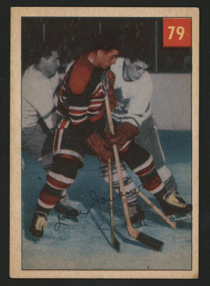 1954-1955 Parkhurst #79 Lou Jankowski Chicago Black Hawks - Front