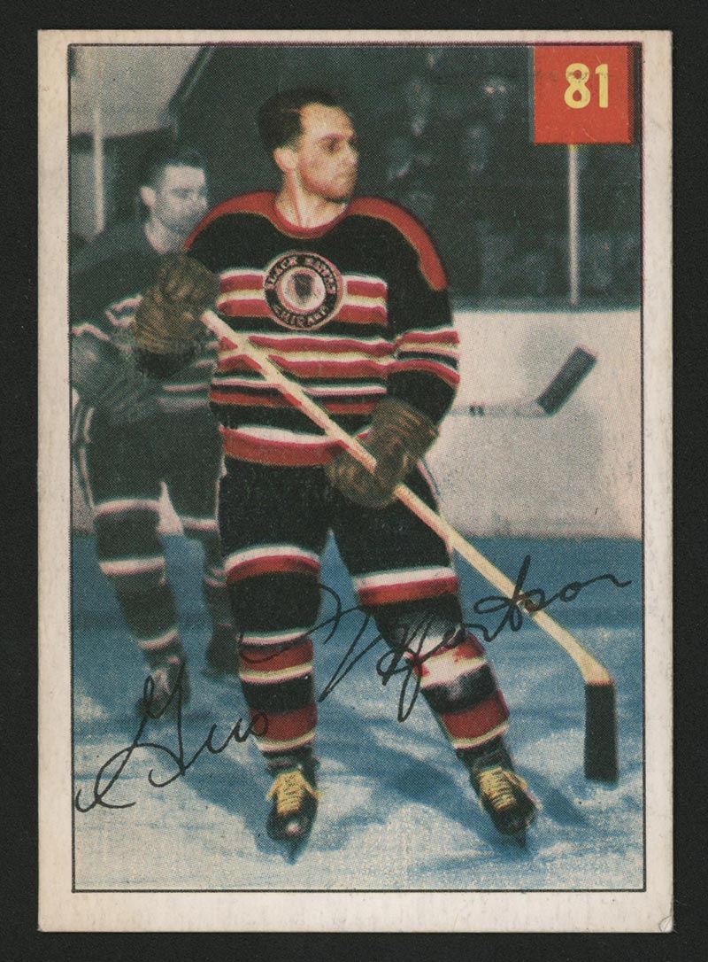 1954-1955 Parkhurst #81 Gus Mortson Chicago Black Hawks - Front