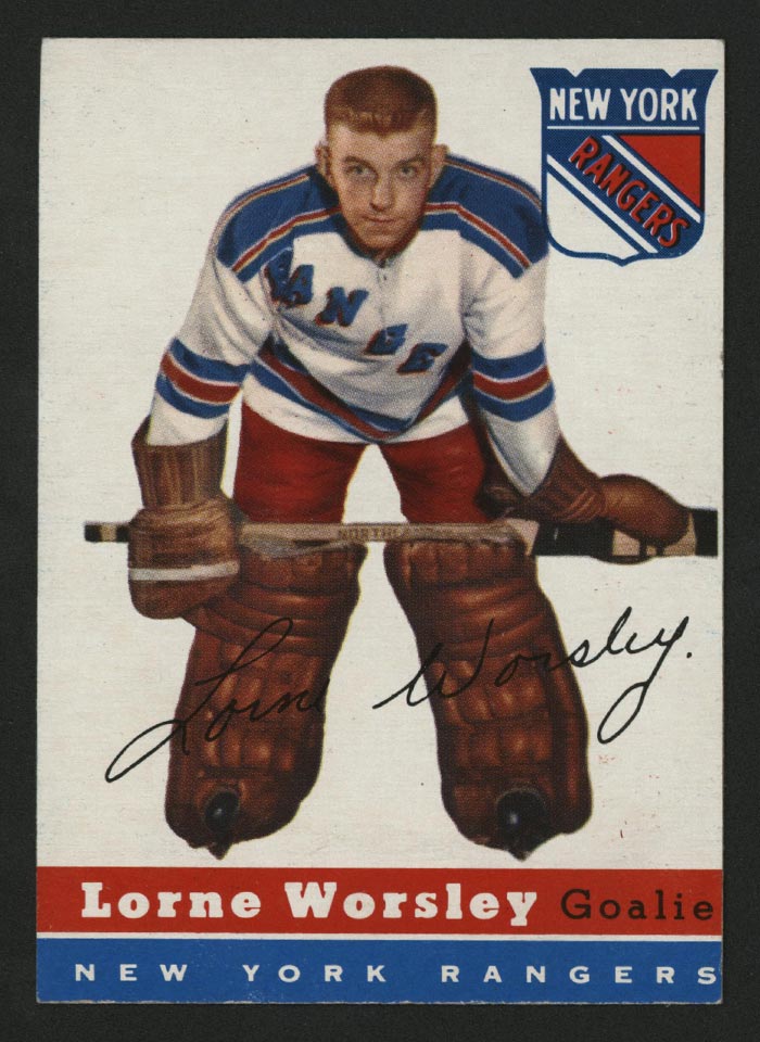 1954-1955 Topps #10 Lorne Worsley New York Rangers - Front