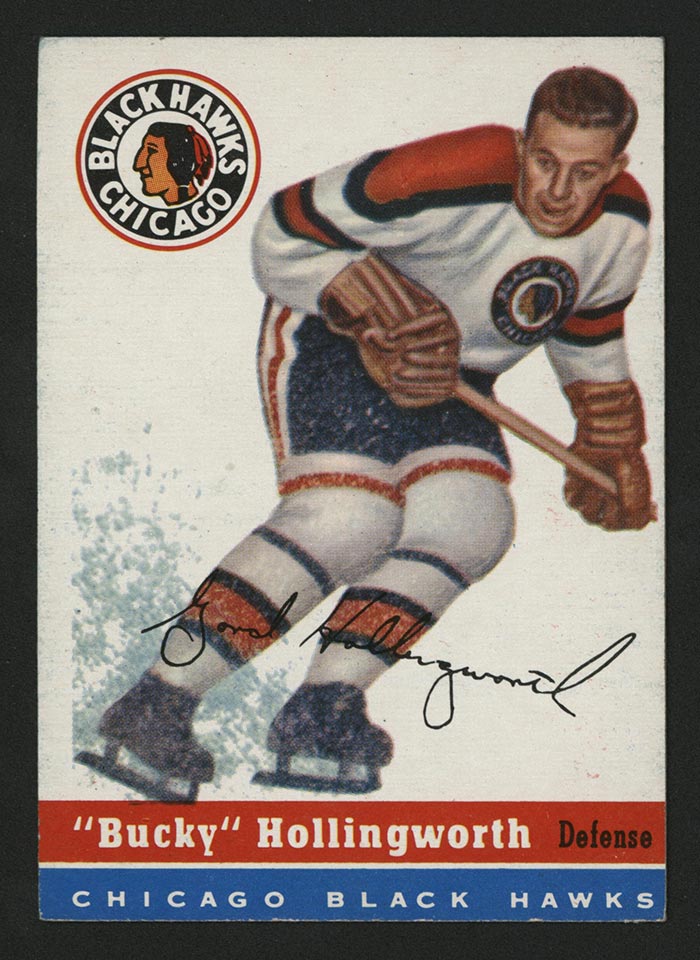 1954-1955 Topps #12 “Bucky” Hollingworth Chicago Black Hawks - Front