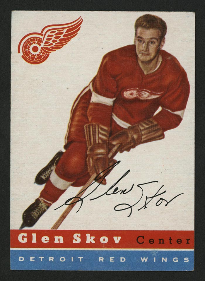 1954-1955 Topps #16 Glen Skov Detroit Red Wings - Front