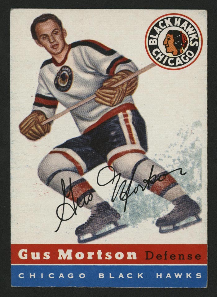 1954-1955 Topps #17 Gus Mortson Chicago Black Hawks - Front