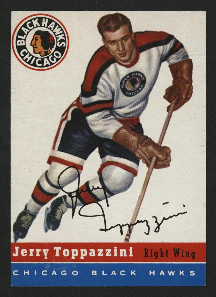 1954-1955 Topps #21 Jerry Toppazzini Chicago Black Hawks - Front