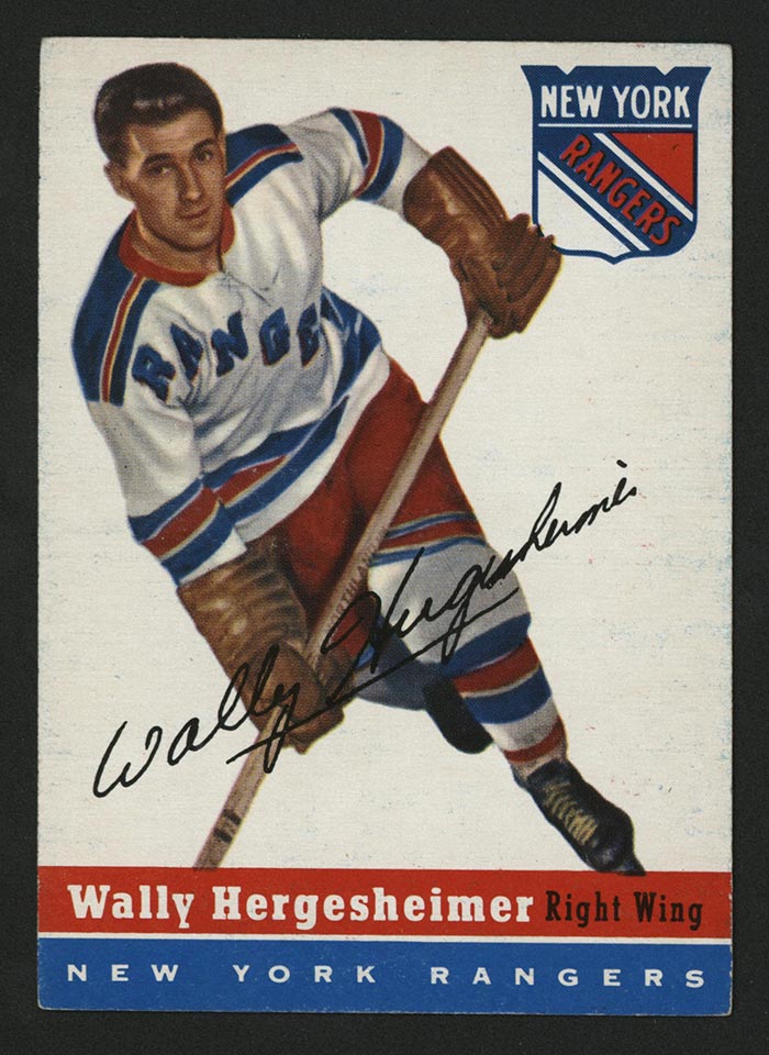 1954-1955 Topps #22 Wally Hergesheimer New York Rangers - Front