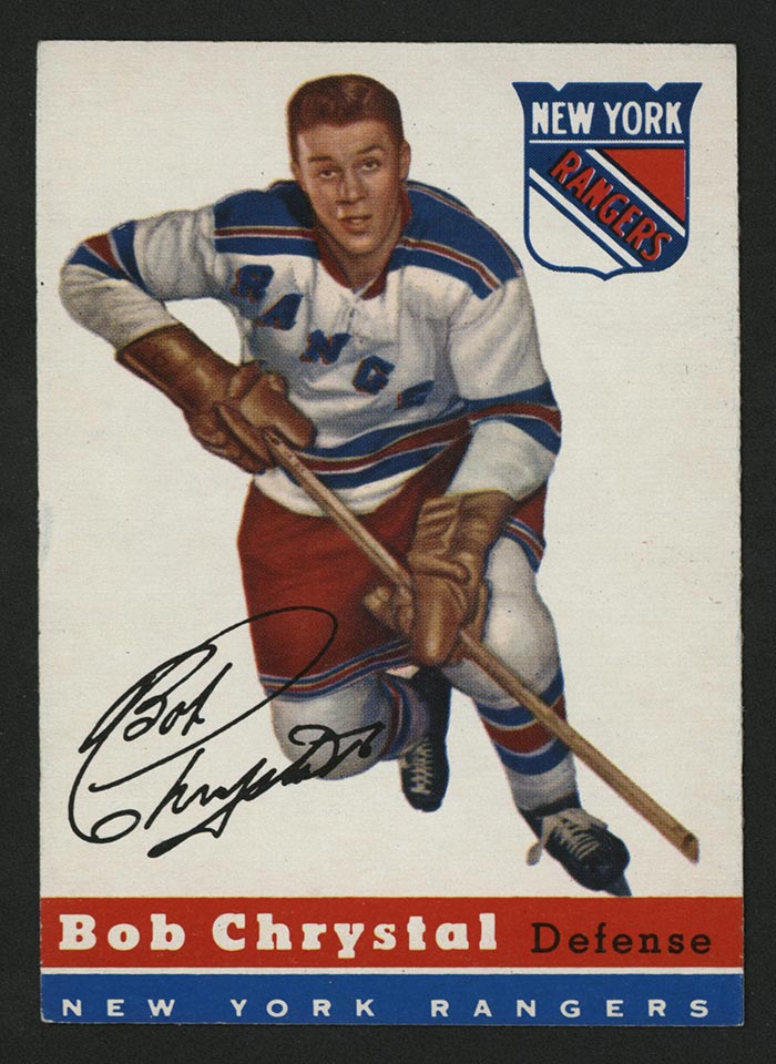 1954-1955 Topps #2 Bob Chrystal New York Rangers - Front