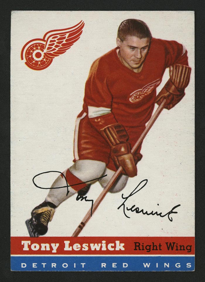 1954-1955 Topps #45 Tony Leswick Detroit Red Wings - Front