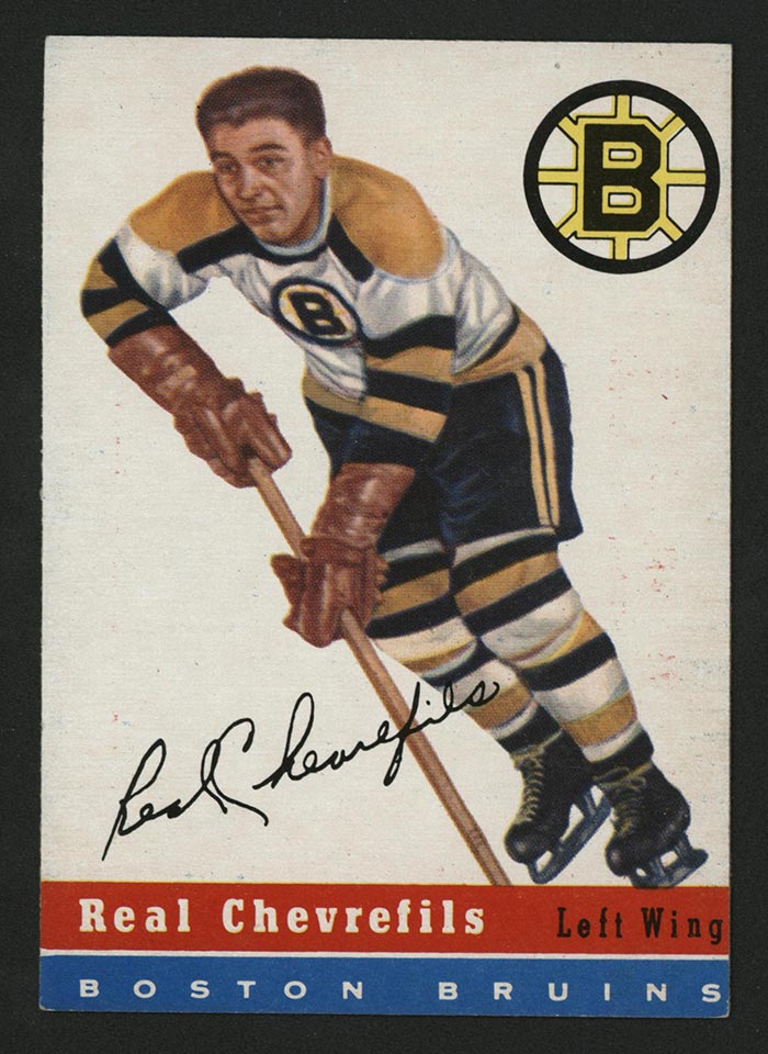 1954-1955 Topps #6 Real Chevrefils Boston Bruins - Front