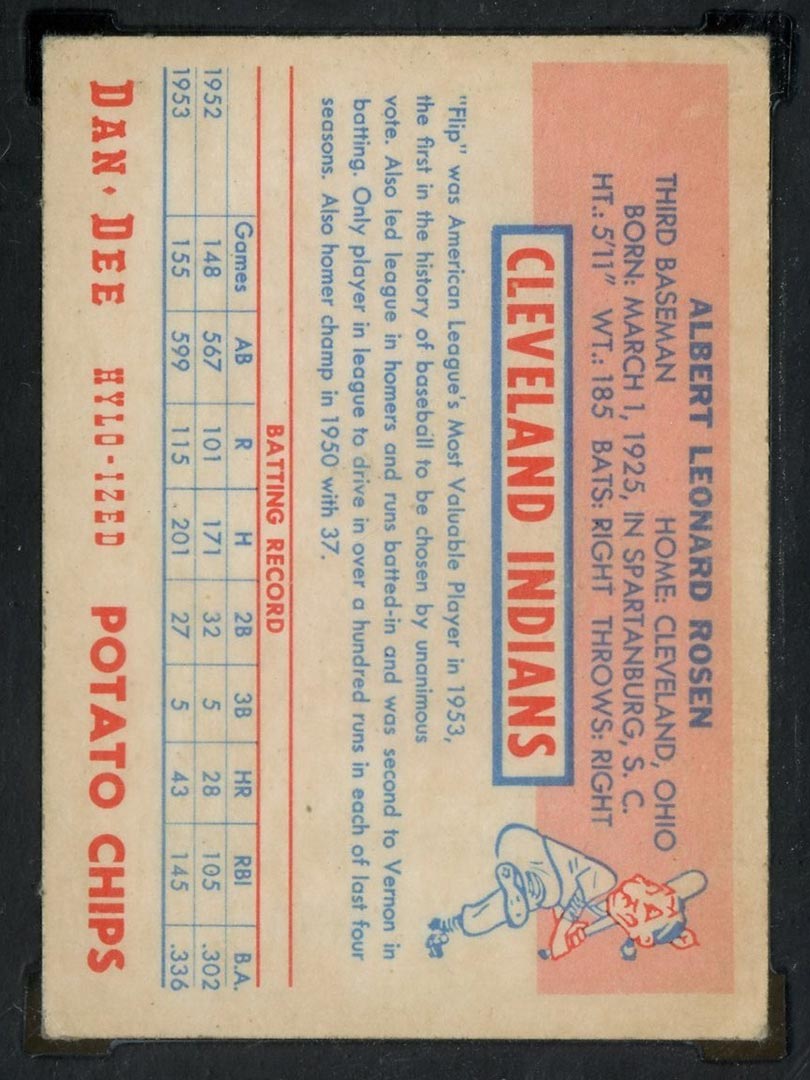 1954 Dan-Dee Potato Chips Al Rosen Cleveland Indians - Back