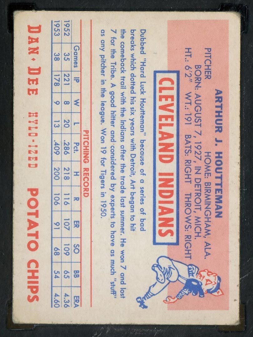 1954 Dan-Dee Potato Chips Art Houtteman Cleveland Indians - Back