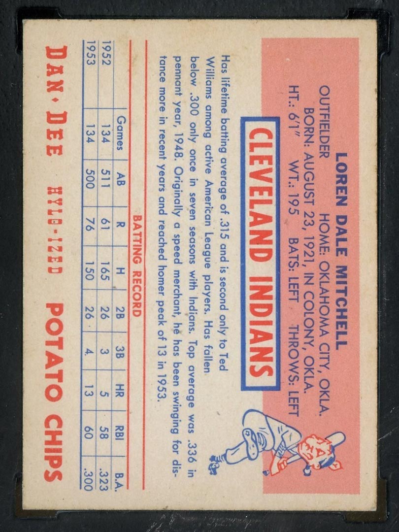 1954 Dan-Dee Potato Chips Dale Mitchell Cleveland Indians - Back