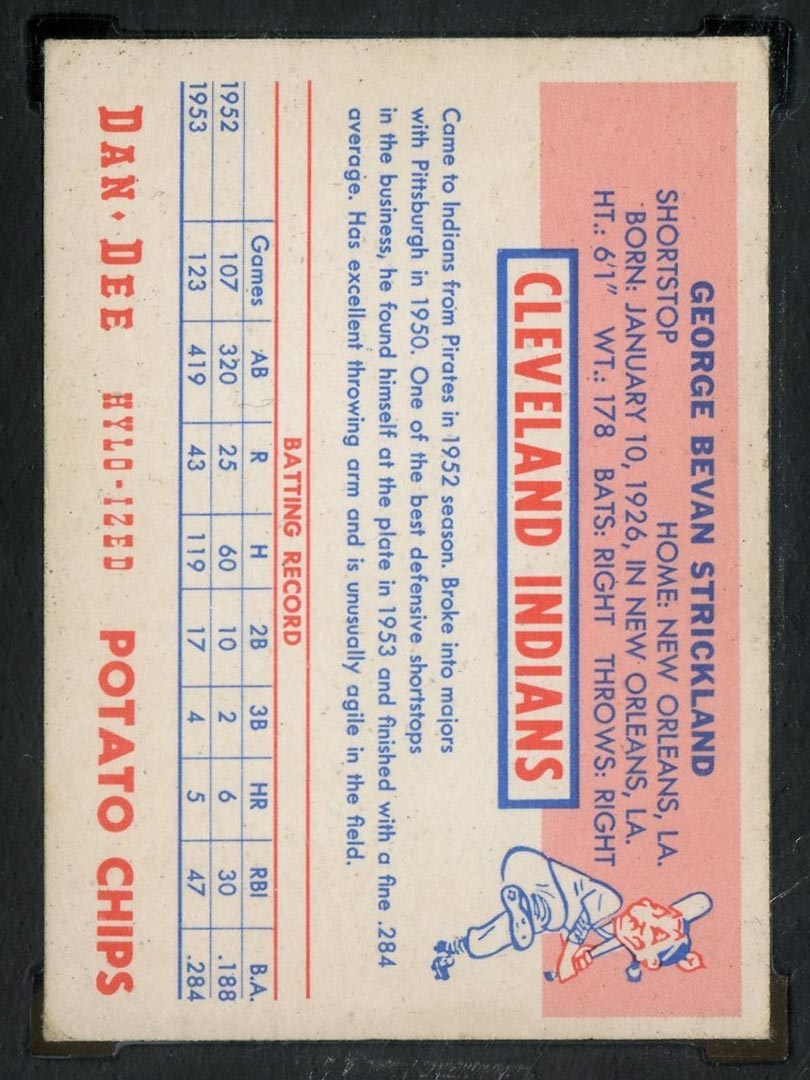 1954 Dan-Dee Potato Chips George Strickland Cleveland Indians - Back