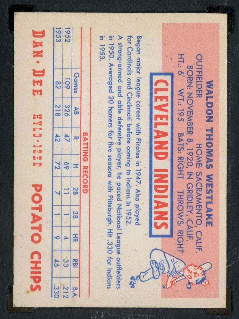 1954 Dan-Dee Potato Chips Wally Westlake Cleveland Indians - Back