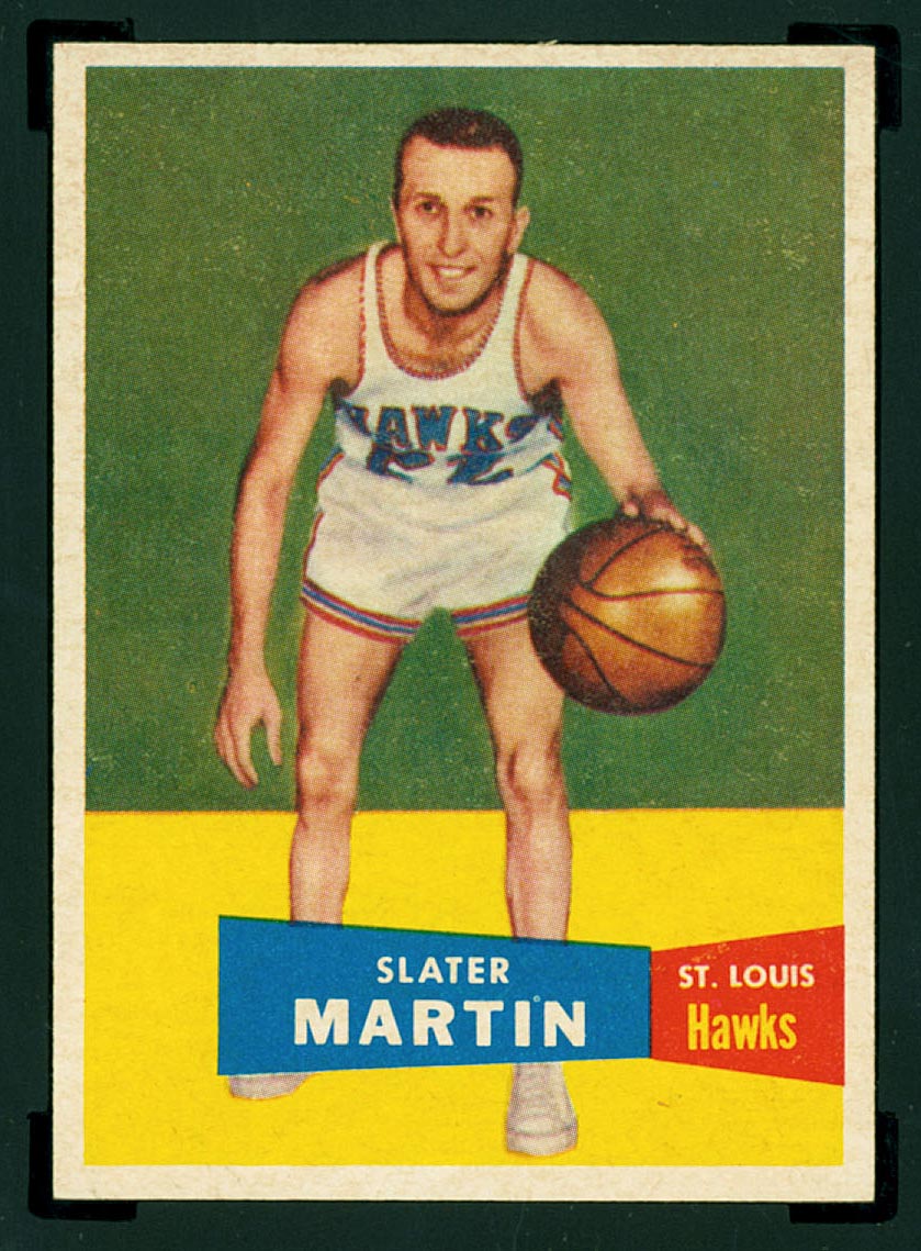 1957-1958 Topps #12 Slater Martin St. Louis Hawks - Front