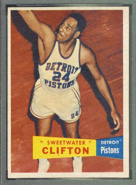 1957-1958 Topps #1 Nat Clifton Detroit Pistons - Front