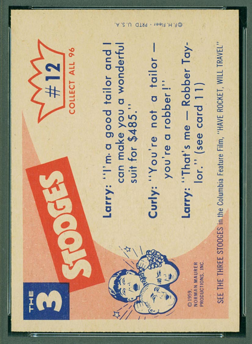 1959 Fleer Three Stooges #12 I’m a tailor - White Back