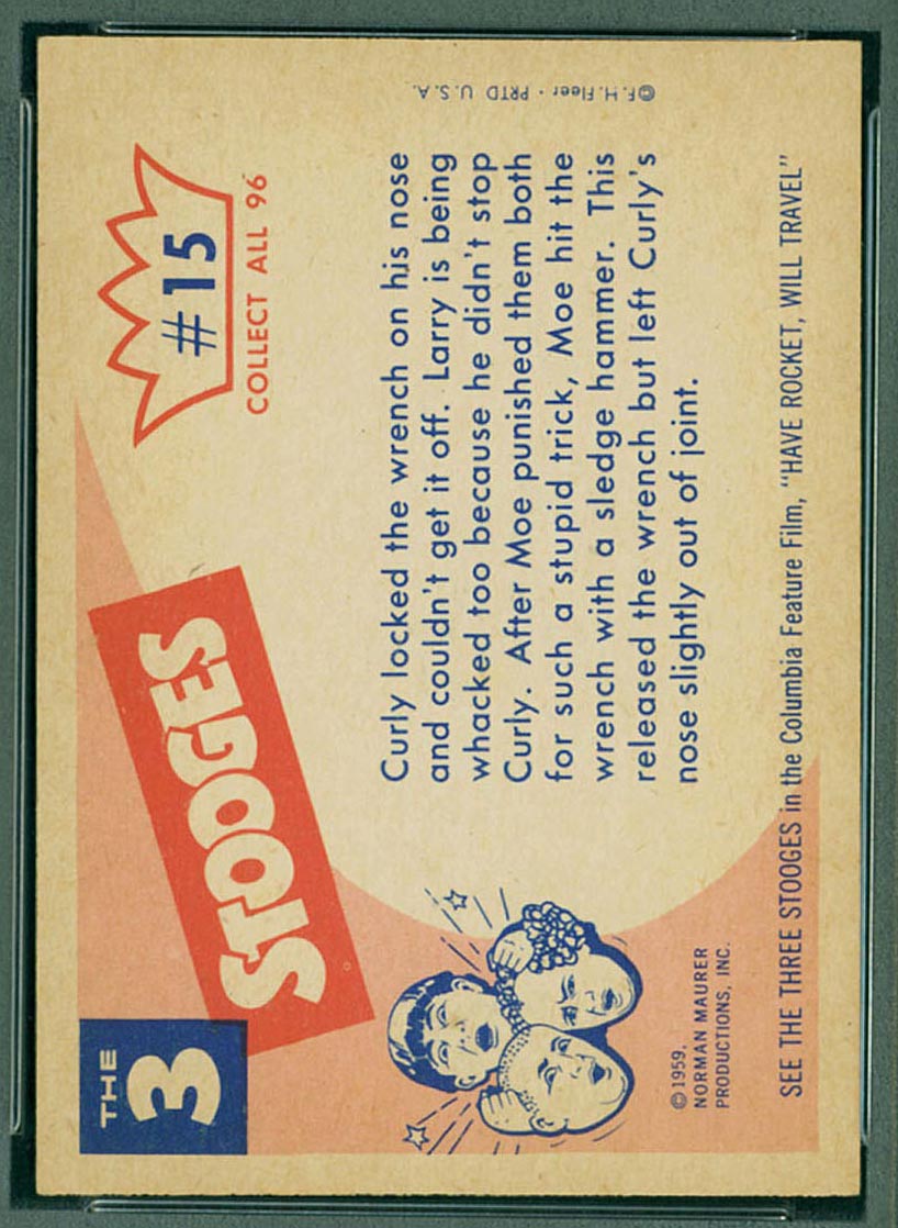 1959 Fleer Three Stooges #15 Open your mouth - White Back
