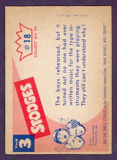 1959 Fleer Three Stooges #18 One more rehearsal - White Back