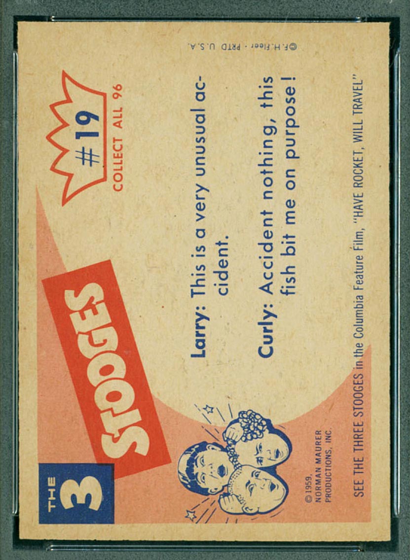 1959 Fleer Three Stooges #19 Curly gets a bite - White Back