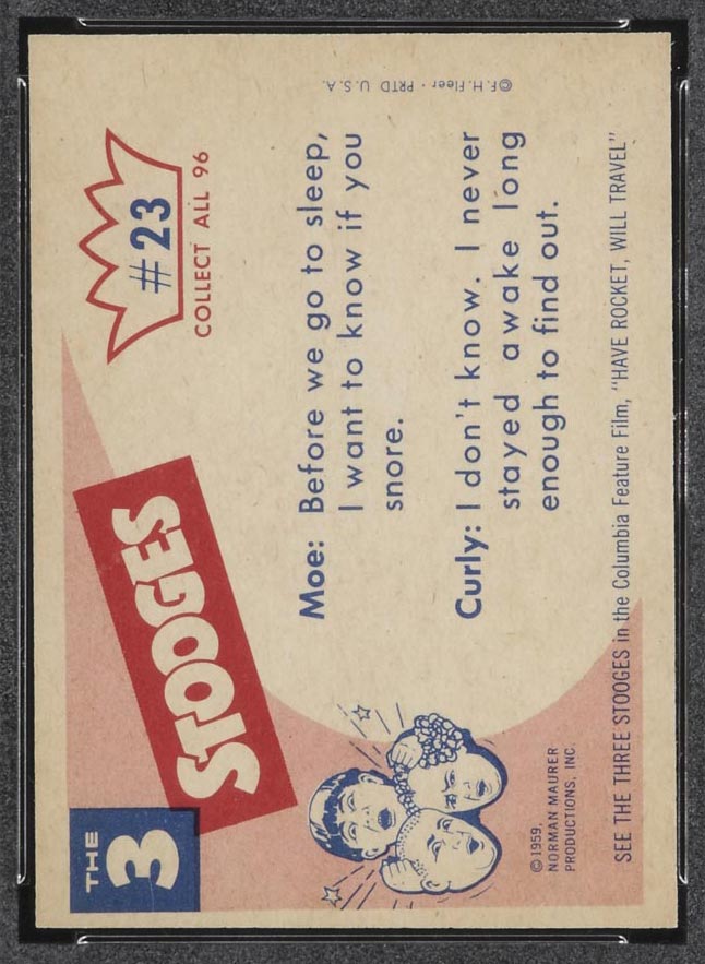 1959 Fleer Three Stooges #23 Early to bed - White Back