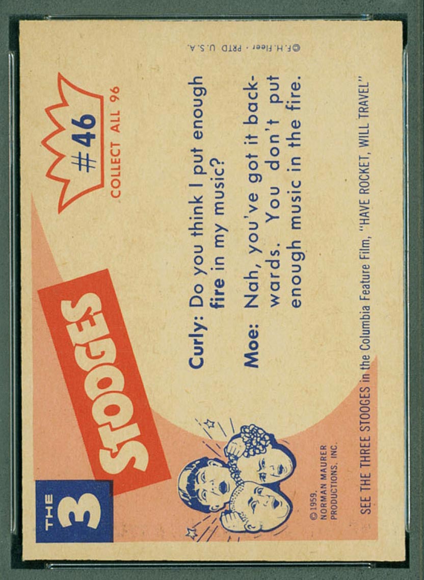 1959 Fleer Three Stooges #46 Singing in shower - White Back