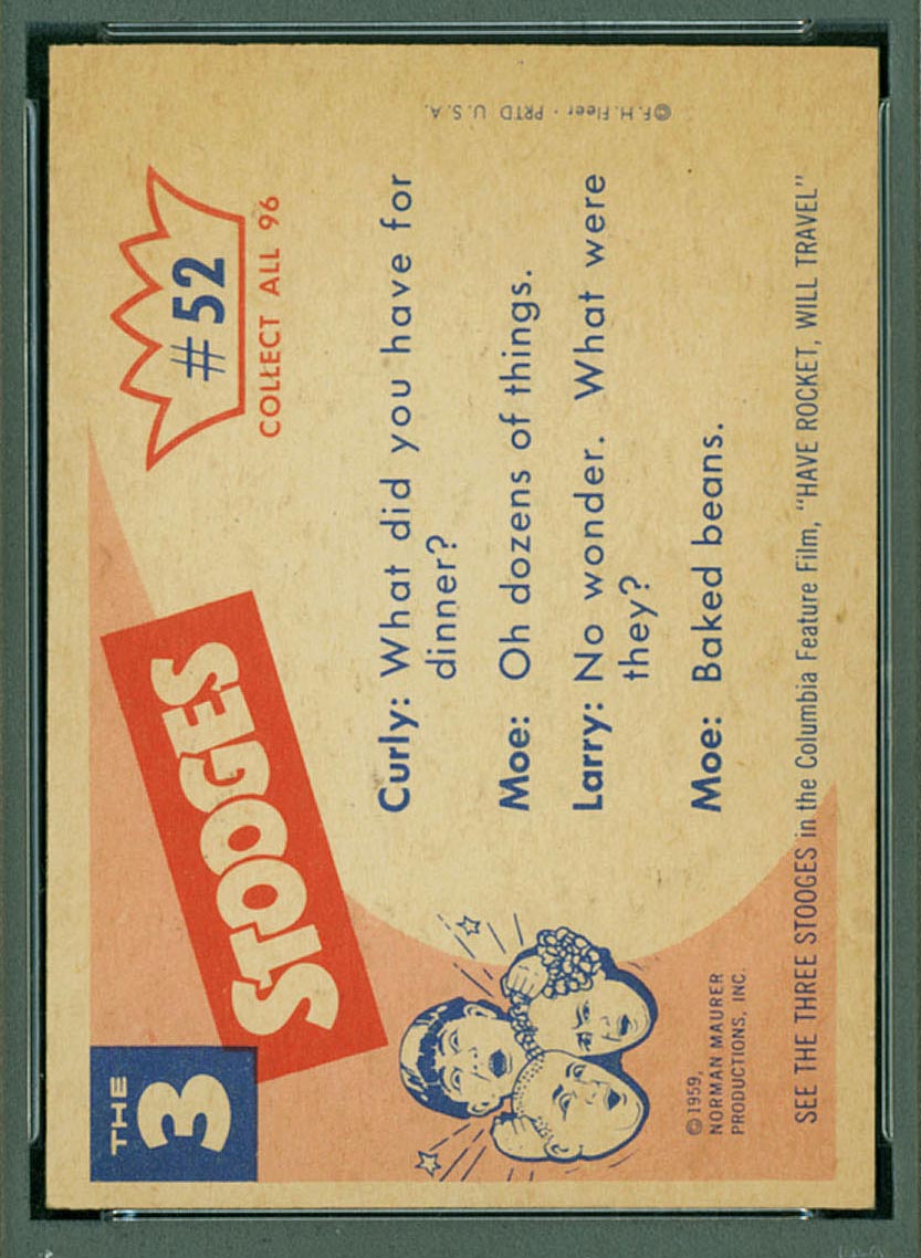 1959 Fleer Three Stooges #52 Indigestion - White Back