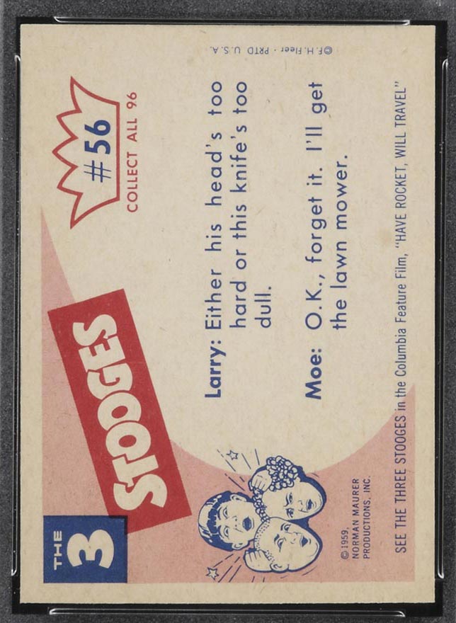 1959 Fleer Three Stooges #56 A little off the top - White Back