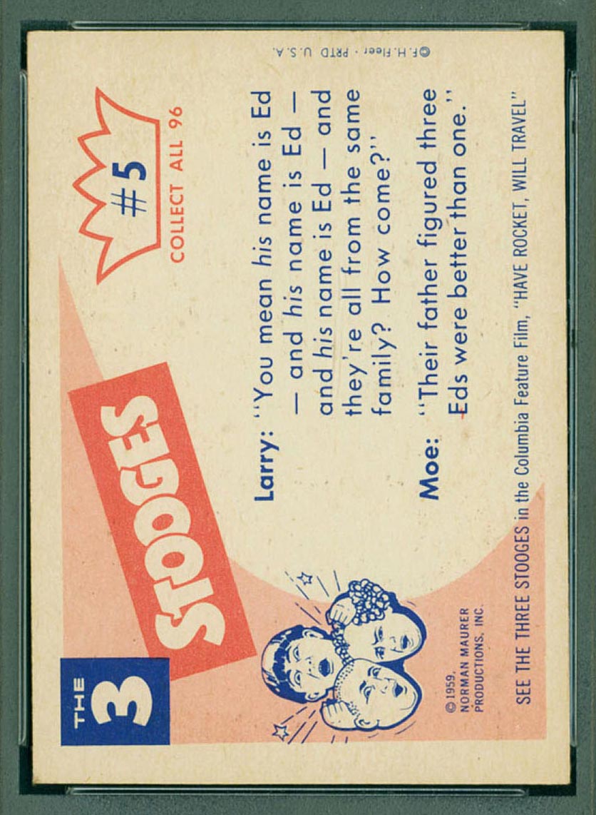 1959 Fleer Three Stooges #5 They went thattaway - White Back