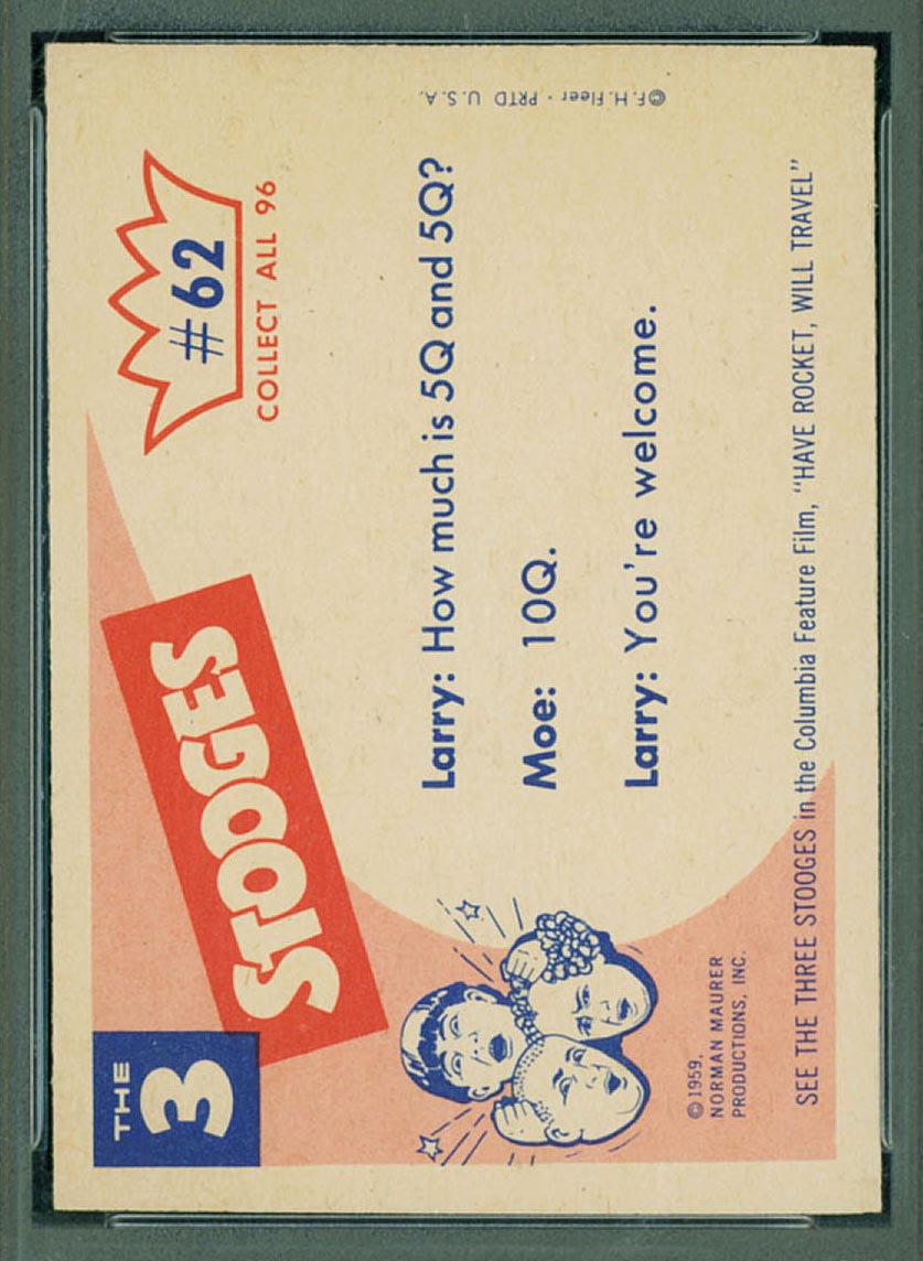 1959 Fleer Three Stooges #62 2 + 2 = 3 - White Back