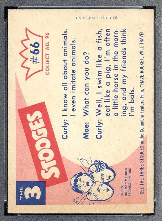 1959 Fleer Three Stooges #66 Horse Doctors - White Back