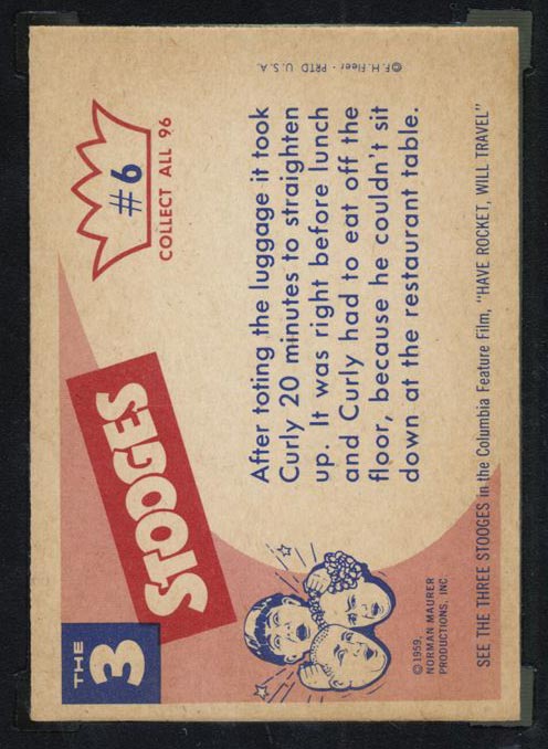 1959 Fleer Three Stooges #6 One more bag - White Back