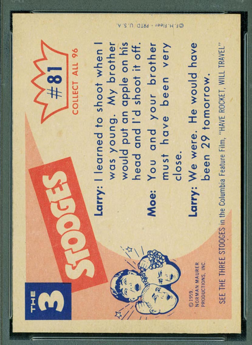 1959 Fleer Three Stooges #81 Desperado at large - White Back