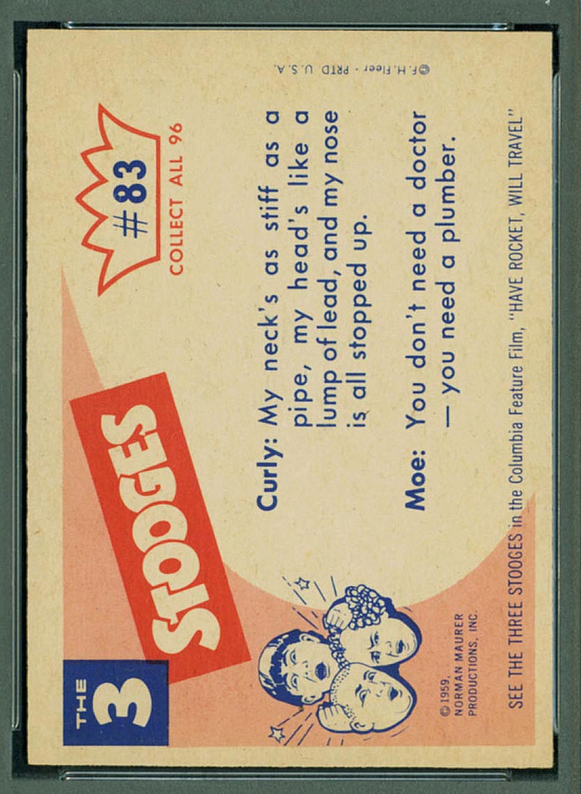 1959 Fleer Three Stooges #83 Doctor in the house - White Back