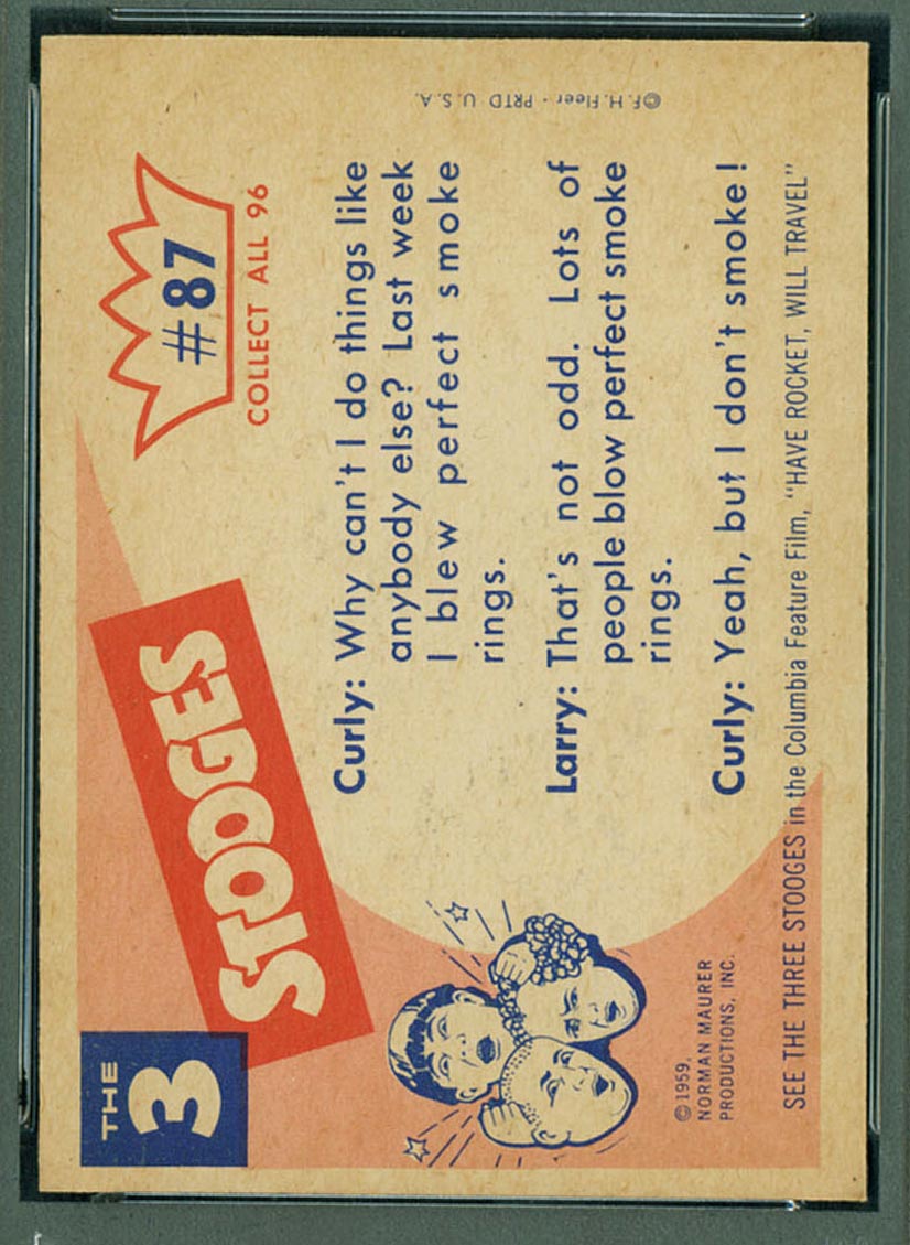 1959 Fleer Three Stooges #87 Don’t leave the room - White Back