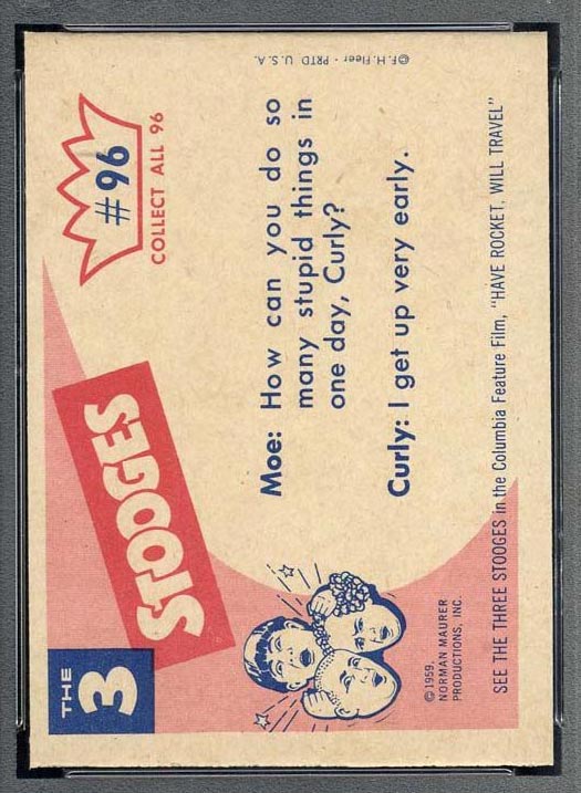 1959 Fleer Three Stooges #96 The squeeze play - White Back