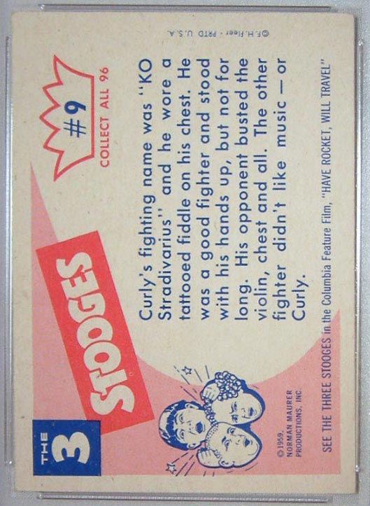 1959 Fleer Three Stooges #9 K.O. Stradivarius - White Back