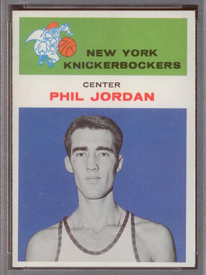1961-1962 Fleer #24 Phil Jordan New York Knicks - Front
