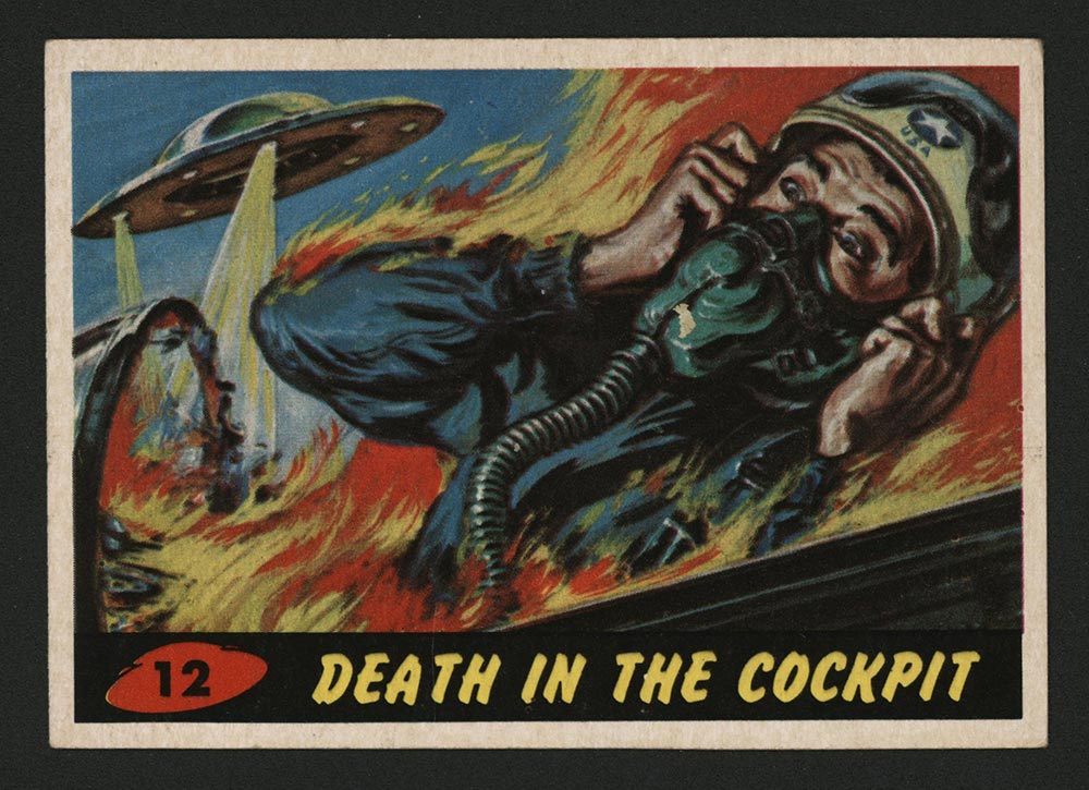 1962 Topps Mars Attacks #12 Death in the Cockpit - Front