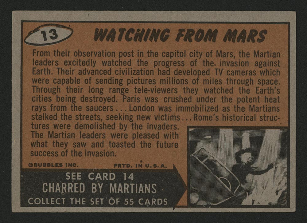 1962 Topps Mars Attacks #13 Watching from Mars - Back