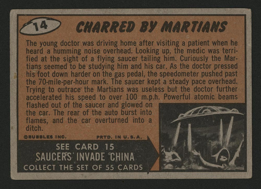 1962 Topps Mars Attacks #14 Charred by Martians - Back