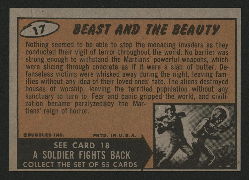 1962 Topps Mars Attacks #17 Beast and the Beauty - Back