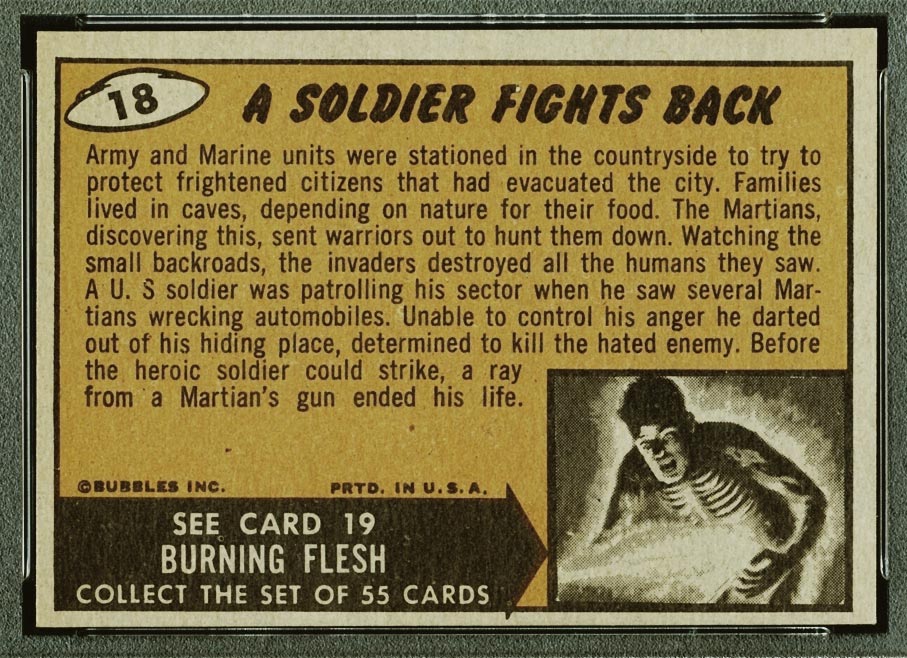 1962 Topps Mars Attacks #18 A Soldier Fights Back - Back