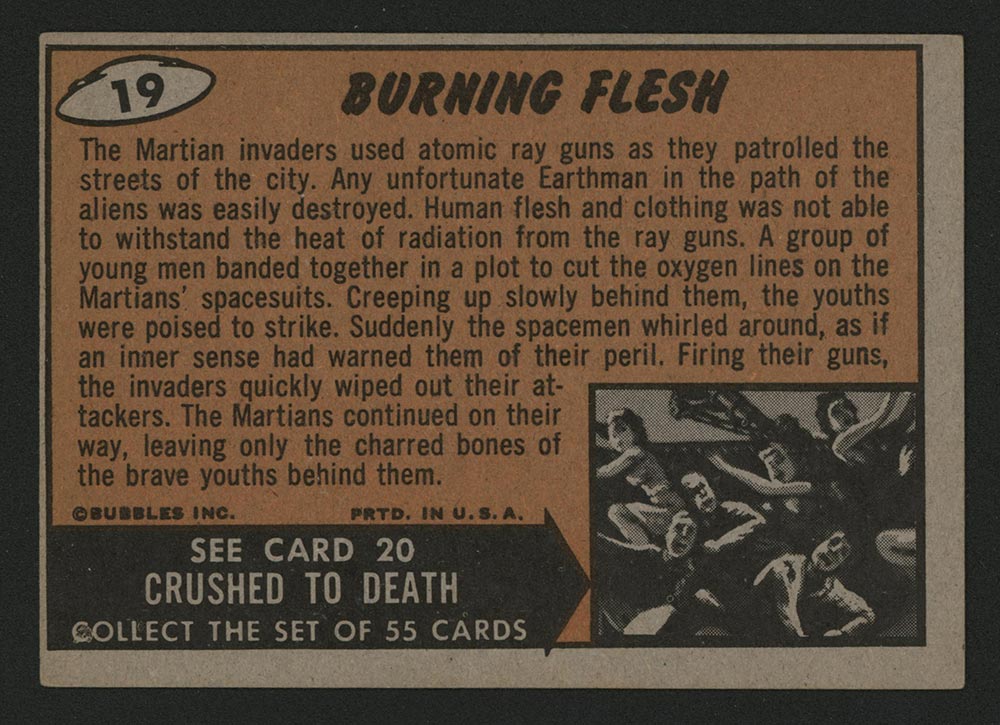 1962 Topps Mars Attacks #19 Burning Flesh - Back